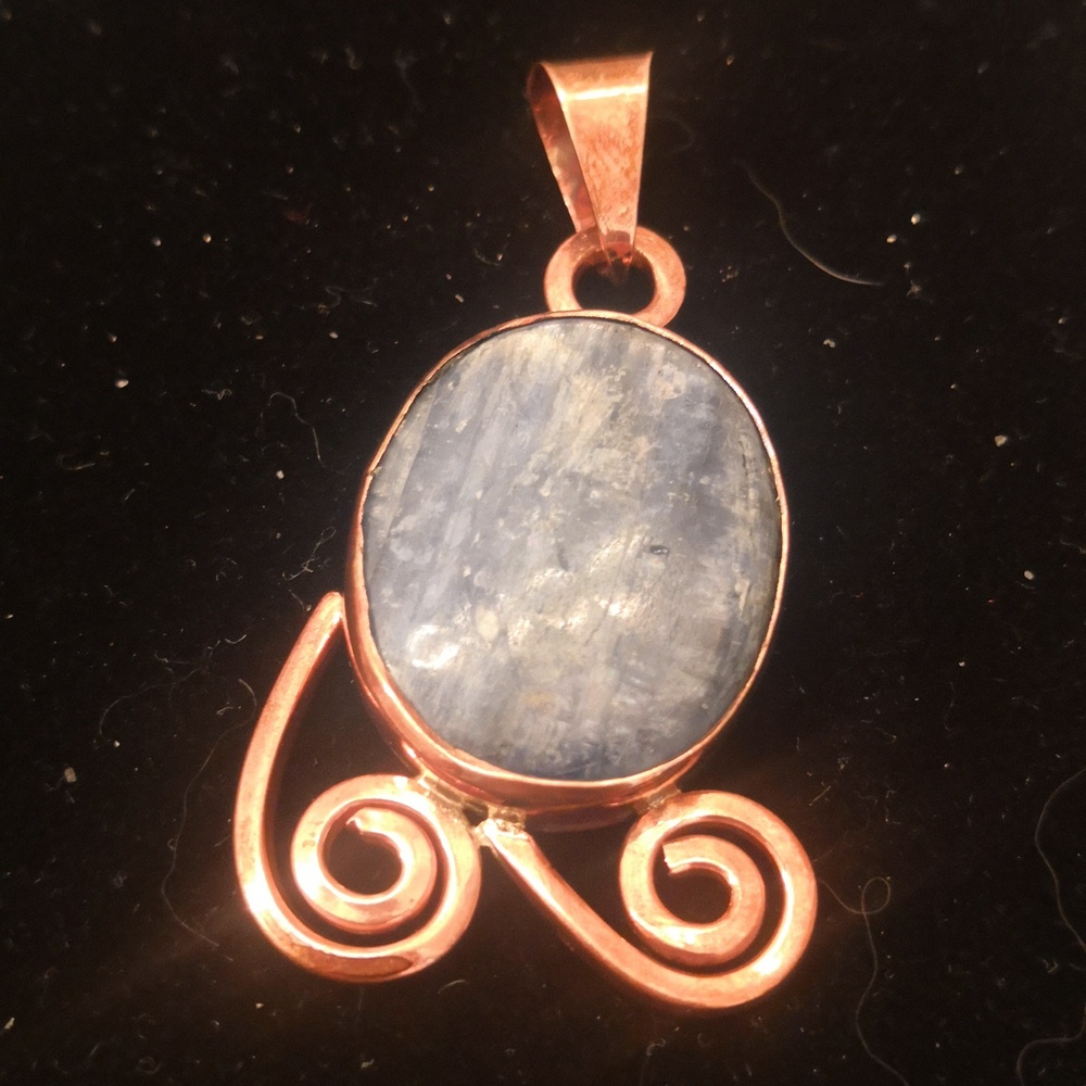 Lapis and Copper Wire Handcrafted Pendant